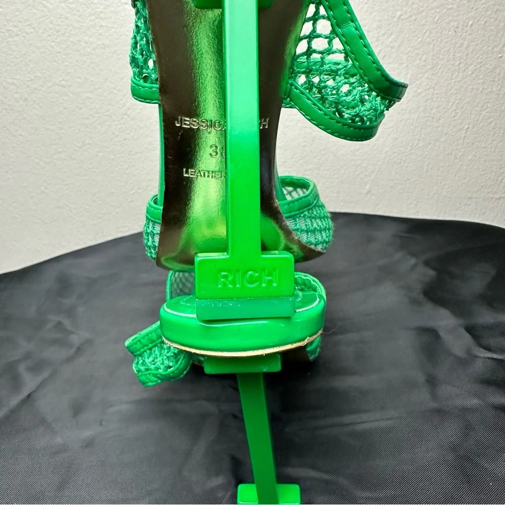 Jessica Rich Green Ysabelle Fishnet Pointed Toe Pump Sz 38- US 7.5 - Picture 4 of 7